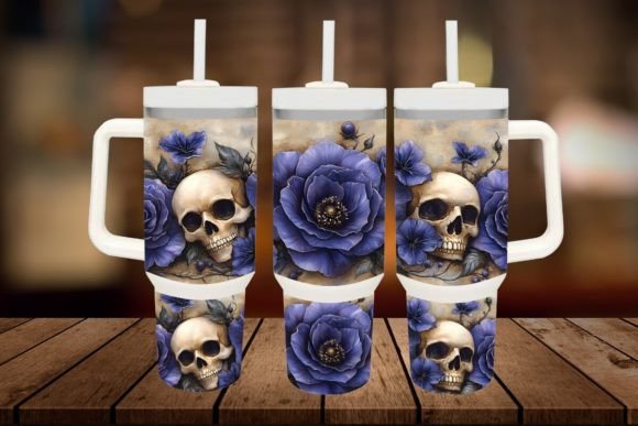 Download Blue Roses and Skulls40oz Tumbler Wrap - 40oz Collection