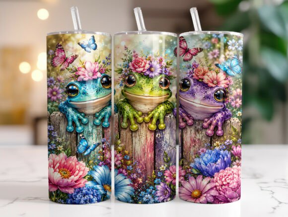 Download Cute Floral Frog 20oz Tumbler Wrap PNG - 20oz tumbler wrap Collection