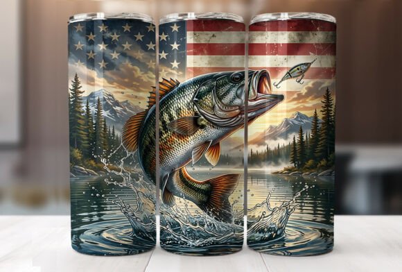 Download Patriotic Bass Fishing 20oz Tumbler Wrap - 20oz tumbler wrap Collection
