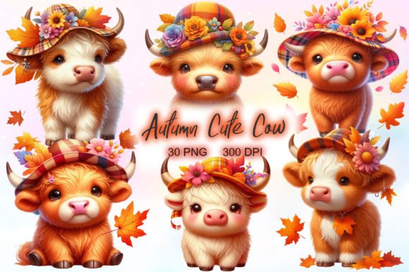 Download Autumn Highland Cow Sublimation Clipart - Highland cow sublimation Collection