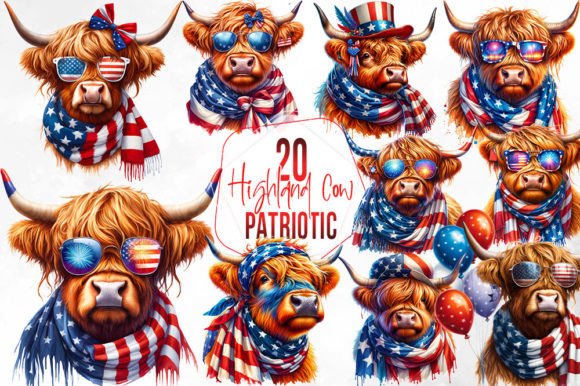 Download Patriotic Highland Cow Sublimation - Highland cow sublimation Collection