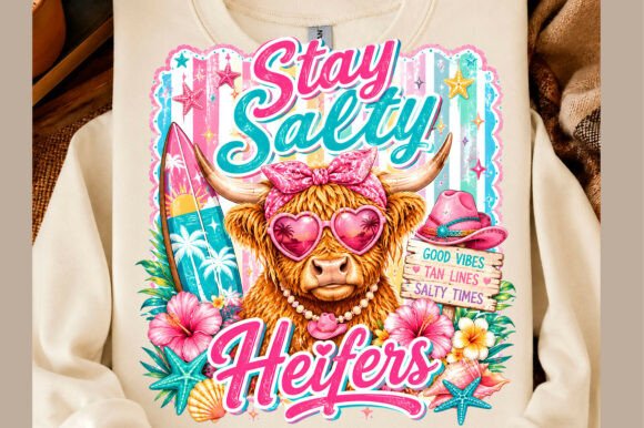 Download Stay Salty Highland Cow Summer PNG - Highland cow summer Collection
