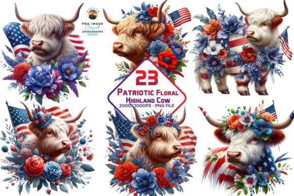 Download Patriotic Highland Cow Sublimation - Highland cow sublimation Collection