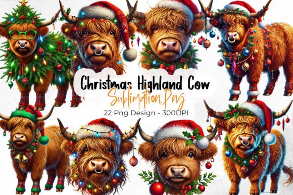 Download Christmas Highland Cow Sublimation - Highland cow sublimation Collection