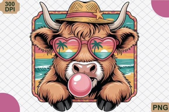 Download Funny Highland Cow Summer PNG - Highland cow summer Collection