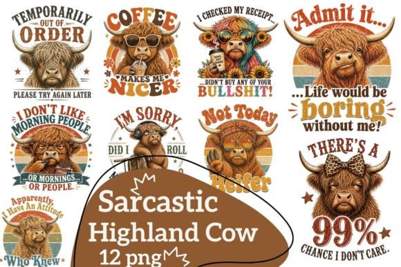 Download Sarcastic Highland Cow Sublimation Bundl - Highland cow sublimation Collection