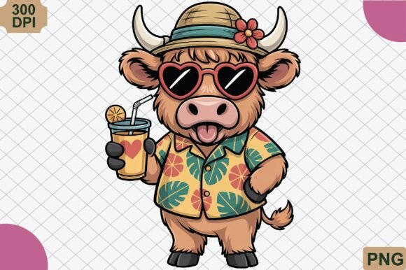 Download Funny Highland Cow Summer PNG - Highland cow summer Collection