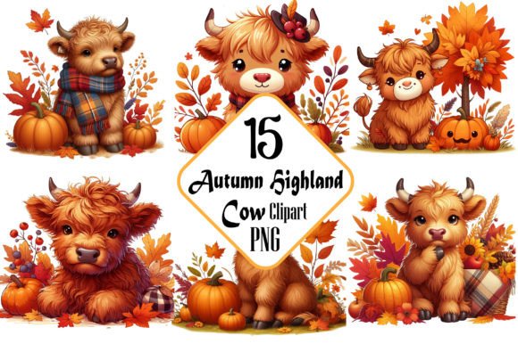 Download Autumn Highland Cow Sublimation Clipart - Highland cow sublimation Collection