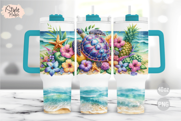 Download Tropical Sea Turtle 40oz Tumbler Wrap - 40oz Collection
