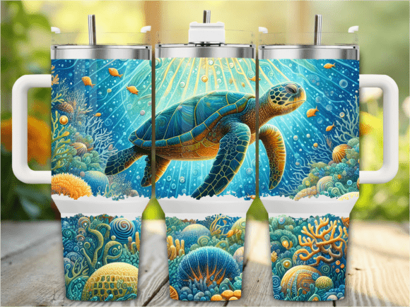 Download Coral Reef Sea Turtle 40oz Tumbler Wrap - 40oz Collection