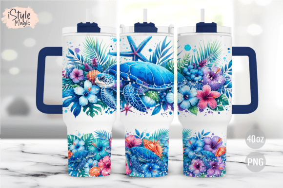 Download Summer Sea Turtle 40oz Tumbler Wrap PNG - 40oz Collection