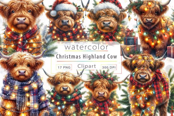Download Christmas Highland Cow Sublimation - Highland cow sublimation Collection