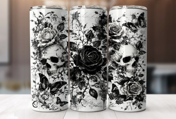 Download Gothic Skull Rose 20oz Tumbler Wrap PNG - 20oz tumbler wrap Collection
