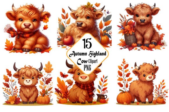 Download Autumn Highland Cow Sublimation Clipart - Highland cow sublimation Collection