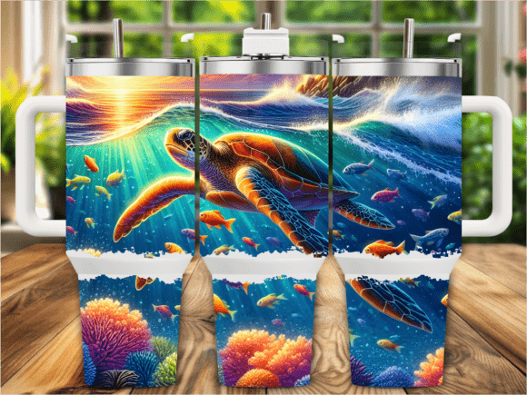 Download Ocean Wave Sea Turtle 40oz Tumbler Wrap - 40oz Collection