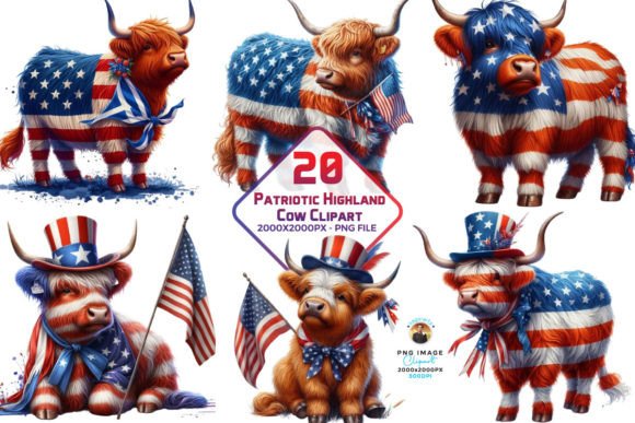 Download Patriotic Highland Cow Sublimation - Highland cow sublimation Collection