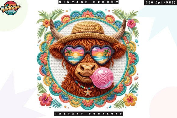Download Funny Highland Cow Summer Vacation PNG - Highland cow summer Collection