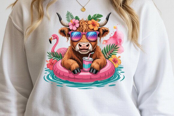 Download Highland Cow Summer Vibes PNG - Highland cow summer Collection