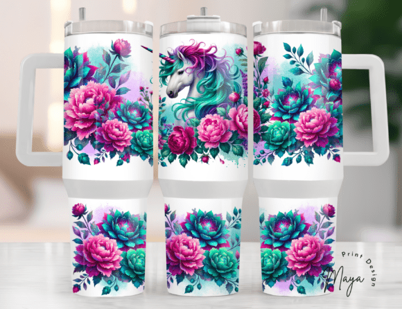 Download 40oz Tumbler Wrap Floral Unicorn - 40oz Collection