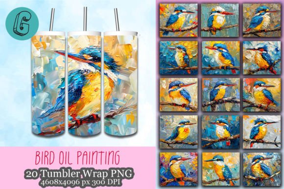 Download OilPaint Cute Bird Tumbler Wrap Bundle - Premium Resources